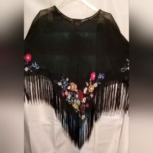 Sterling Styles Embroidered Sheer top Shawl style